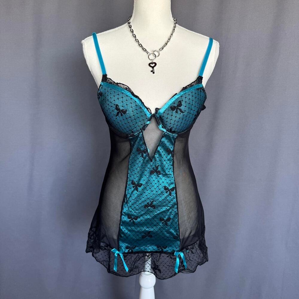 Blue ribbon bustier lingerie